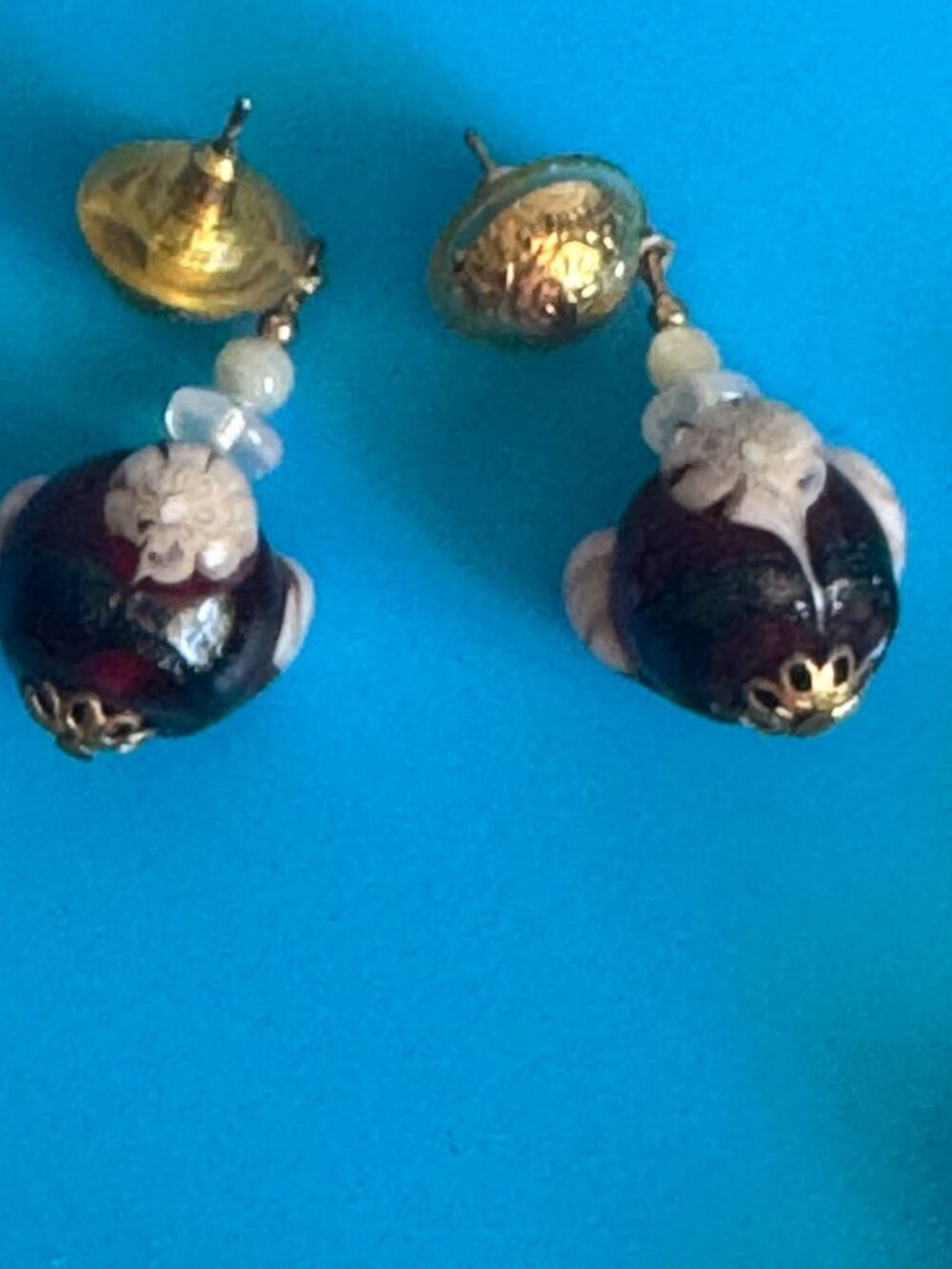 Vintage Venetian Wedding Cake Art Glass Bead Necklace Bracelet Earring Set GF - Picture 4 of 7